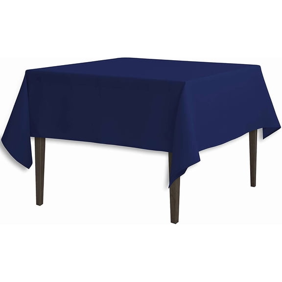 LinenTablecloth 85-Inch Square Polyester Tablecloth Navy Blue
