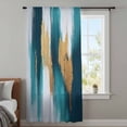 thumbnail image 4 of Abstract Teal Gold Sheer Curtains 45 Inches Long, Green White Wall Art Textured Light Filering Curtains, Breathable Simi Curtain Privacy Drapes for Kitchen Bathroom Lightweight Small Window Treatment, 4 of 9