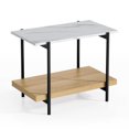 thumbnail image 6 of Joyyskill 2 Tier End Table Faux Marble Top, Rectangular Side Table with Metal Frame Bedside Nightstand with Open Storage Shelves for Small Space, Natural Oak, 6 of 6