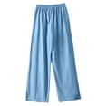 thumbnail image 2 of Delayuji Women's Linen Pants Embroidered Wide Leg Pant Trousers Breathable Loose Cotton Linen Pants, 2 of 6