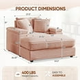 thumbnail image 3 of FFH Oversized Accent Chair with Ottoman for Living Room, Bedroom, Corduroy Lounge Chair with Ottoman, Chaise Lounge Indoor, Pink, 3 of 11