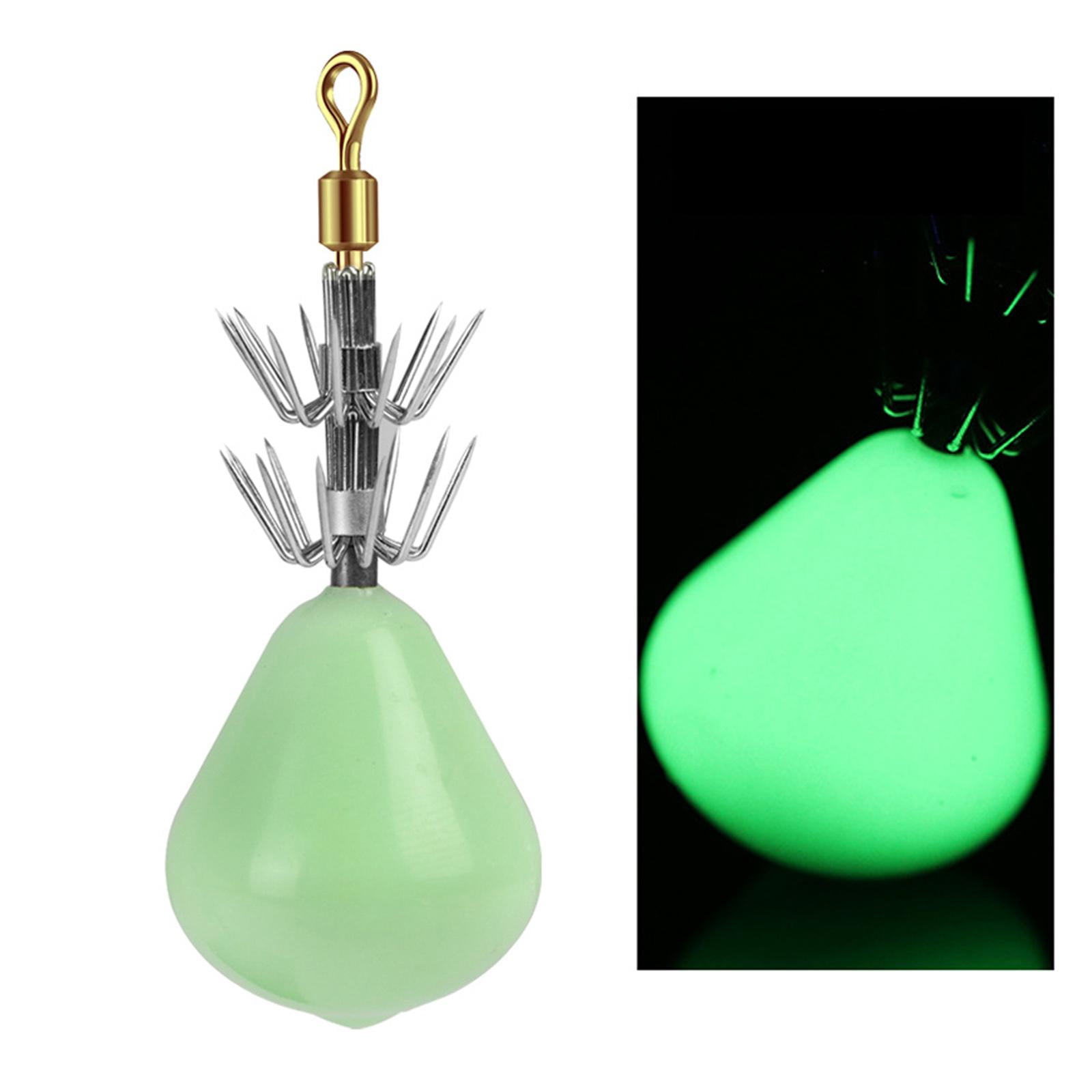 Lot De 4 Leurres à Calmar Lumineux LED Avec Crochets Barbelés - Pêche Nocturne En Mer - Couleur Verte - 11
