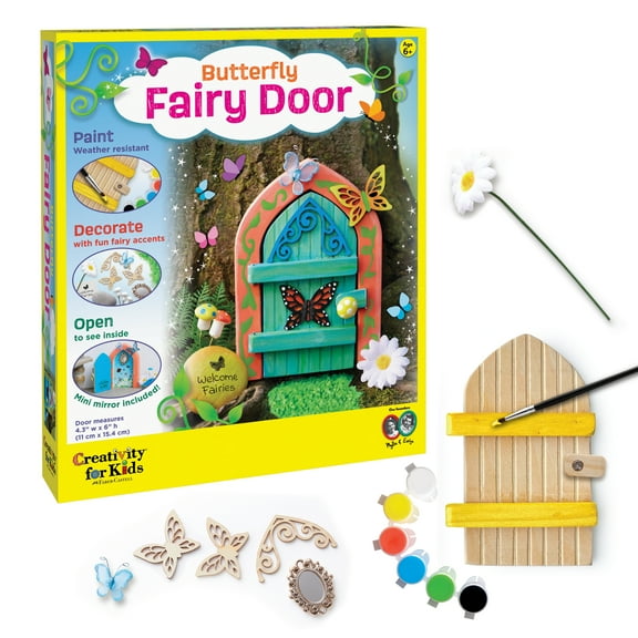 Creativity for Kids Butterfly Fairy Door- Child Craft Kit for Beginners, Boys and Girls