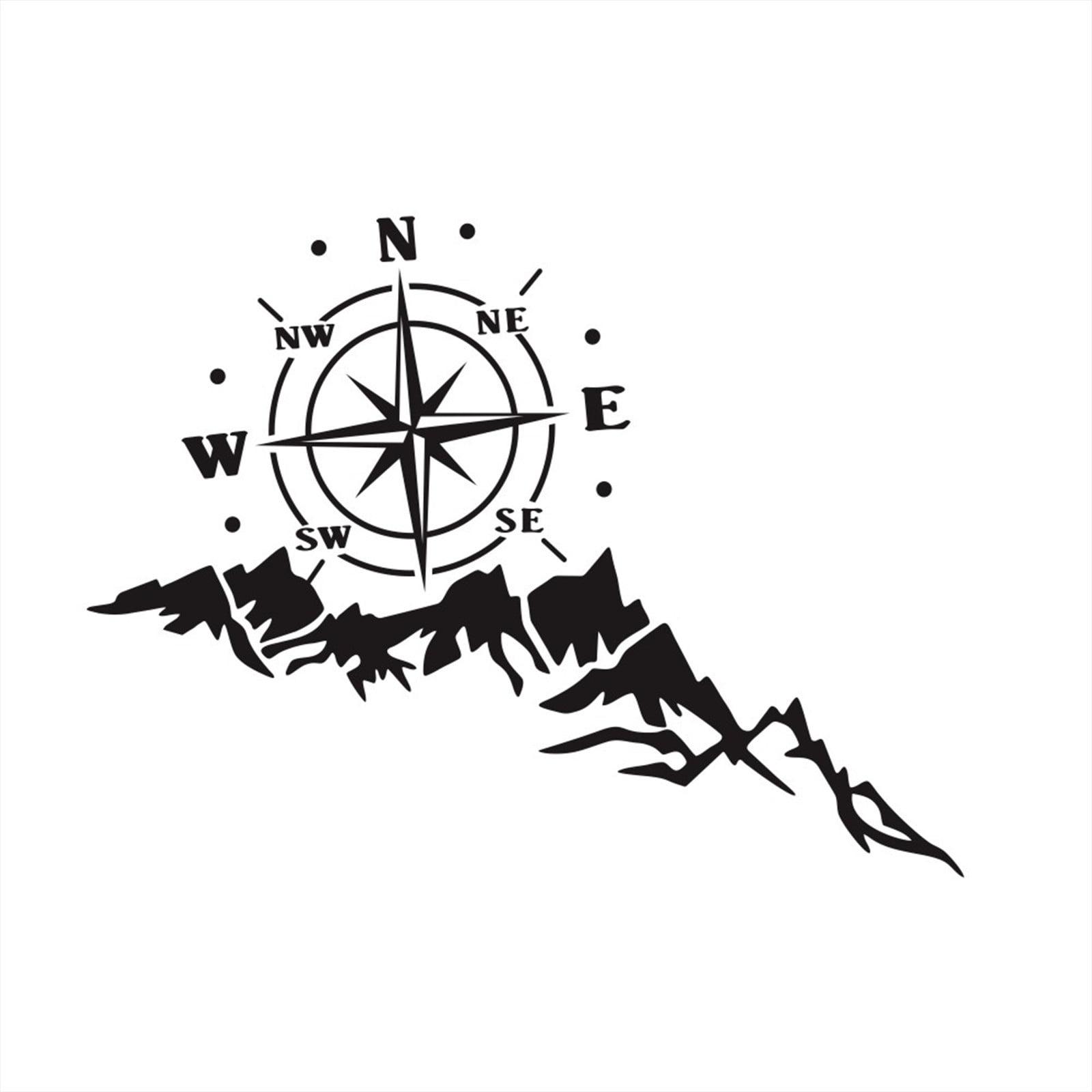 Compass Camping Symbol Mountain Graphic Decal Vinyl Sticker for Truck Car Automo