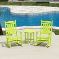 thumbnail image 2 of WestinTrends Malibu Classic 3 Piece Outdoor Rocking Chairs Set, All Weather Poly Lumber Adirondack Rocker Bistro Set Patio Deck Porch Chairs Set of 2 with Side Table, Lime, 2 of 7