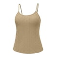 thumbnail image 4 of Womens Lace Eyelet Camisole Built-In Bra Spaghetti Strap Tank Tops with Pads for Casual Layering Daily Wear Khaki Womens Tank Tops Loose XL, 4 of 7