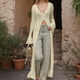 thumbnail image 2 of Women's French Style Lace Up Flared Sleeve Knit Cardigan Long And Loose Hem Design Cardigan Sweaters for Women, 2 of 2