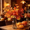 thumbnail image 6 of Fall Artificial Floral Arrangement with Maple Leaves and Pumpkins Thanksgiving Harvest Table Centerpiece Decor for Home Shelf Mantel Plastic Faux Flower Sprig for Vase Filler and Autumn, 6 of 6