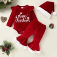 thumbnail image 2 of Younger Tree Newborn Baby Girl Christmas Outfits Toddler Red Santa Long Sleeve Romper Pants Hat Clothes Set for 3-6 Months, 2 of 7