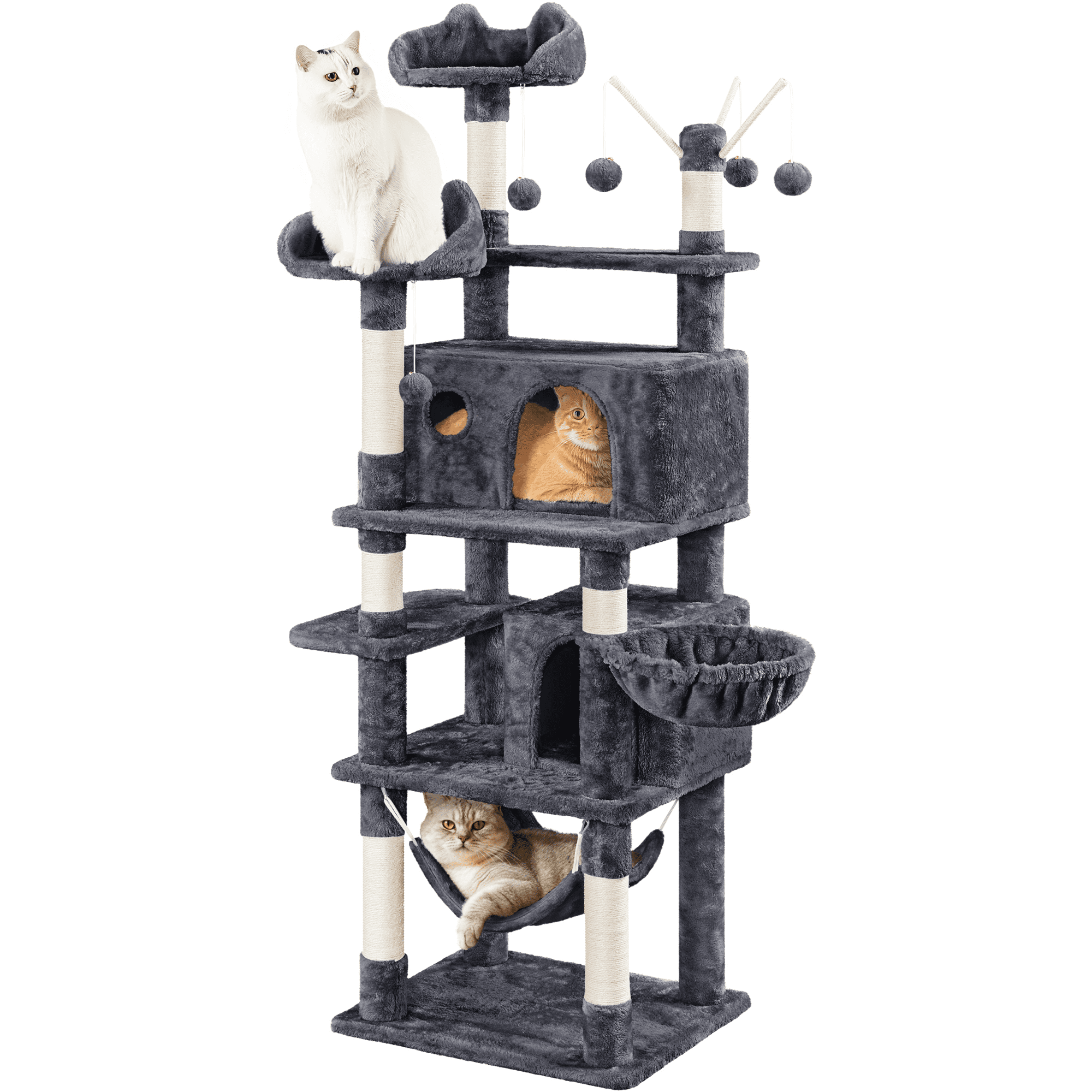 Yaheetech 67.1'' H Multi-Level Cat Tree Cat Tower with Condos, Dark Gray