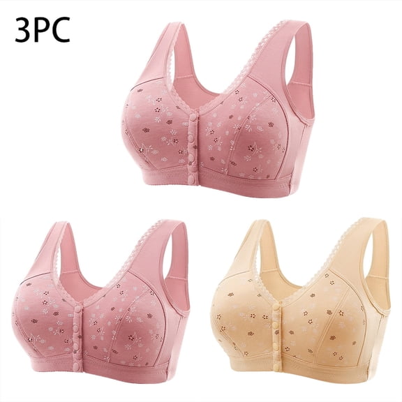 ATENAR Supportive Bras for Women,Wireless Bras for Women,Bras for Women,Soft,Stretch Fabric,Printed,Khaki,2XL