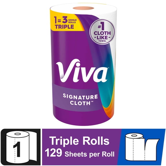 Viva Signature Cloth Paper Towels, 1 Triple Roll, 129 Sheets per Roll