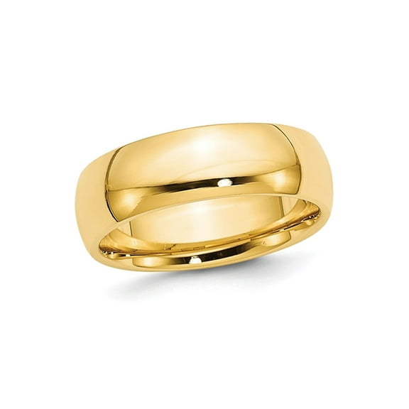 Gem & Harmony Mens 10K Yellow Gold 7mm Polished Wedding Band Ring for Men