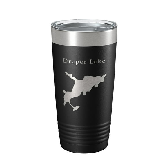 Draper Lake Map Tumbler Travel Mug Insulated Laser Engraved Coffee Cup Florida 20 oz Black