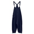 thumbnail image 6 of Women's Linen Jumpsuit Casual Wide Leg One Piece Overalls with Adjustable Straps Loose Fit Bib Outfits with Pockets Business Casual Tops 2026 Spring Summer One-Piece Outfits, 6 of 9