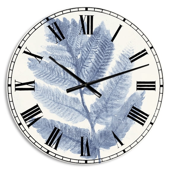 Designart 'Forest Ferns Blue' Farmhouse wall clock