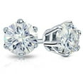thumbnail image 2 of 14k White Gold Round Moissanite Stud Earrings (7ct TGW, 10mm, J-K) 6-Prong Set, Screw-Back by Diamond Wish, 2 of 3