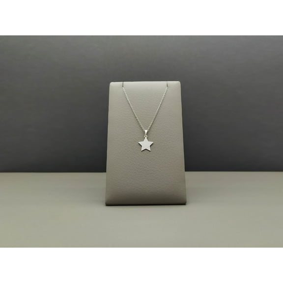 Solid Gold Star Charm Necklace in 9K White Gold, Dainty Gold Star Pendant, Cable Chain, Gift for Her, Celestial Jewelry