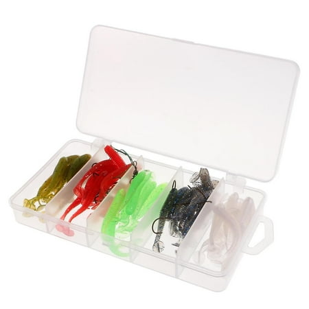 Artificial Soft Worm T Tail Fishing Lure Kit With Lead Head Fishing Hook