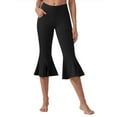 thumbnail image 2 of Ahdbta Women's Bootcut Yoga Capri Pants Stretch Causal Athletic Flare Capri Slacks Pull On Ruffle Dance Leggings with Pockets, 2 of 9