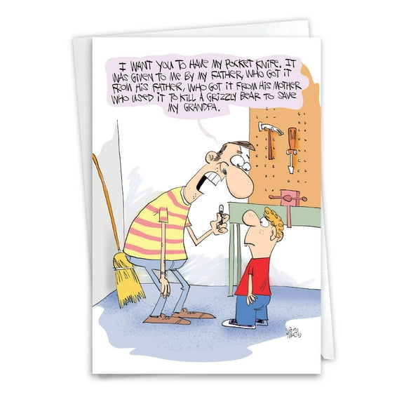 1 Funny Father's Day Card with Envelope - Family Pocket Knife C9217FDG