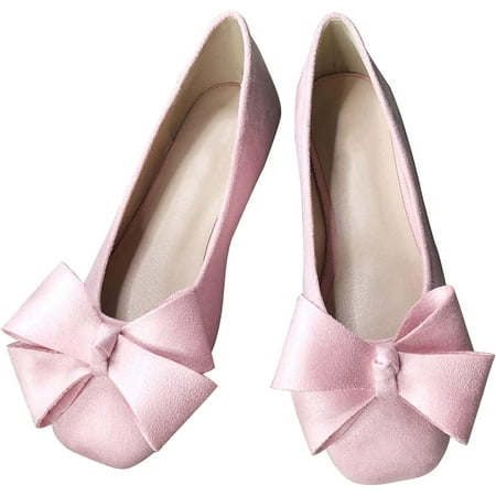 

Pfhytec LU Women s Comfort Shoes Cute Bow-Knot Ballet Flats Faux Suede Solid Loafers