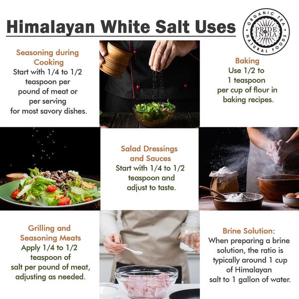 Pride of India - PACK of 6 - Himalayan White Salt Fine Grind 2.2 lbs (997.90 gm)- Rarest & Enriched W/84+ Natural Minerals- Low Sodium- Mineral Rich Nutrition and Enhanced Taste- Healthier Table Salt