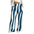 thumbnail image 1 of Pants for Women, Womens Fashionable Striped Printed Drawstring Wide Leg Pants, 1 of 4
