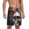 thumbnail image 2 of Kdxio Flower Horn Skull Print Mens Sleep Shorts Bottoms Soft Comfy Pajama Wear Pants with Drawstring Pockets, 2 of 5