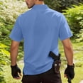 thumbnail image 4 of Polo Shirts for Men Solid Color Lapel Loose Outdoor Pockets Short Sleeved Collar Golf Button Mens T-Shirts Blue XL, 4 of 9