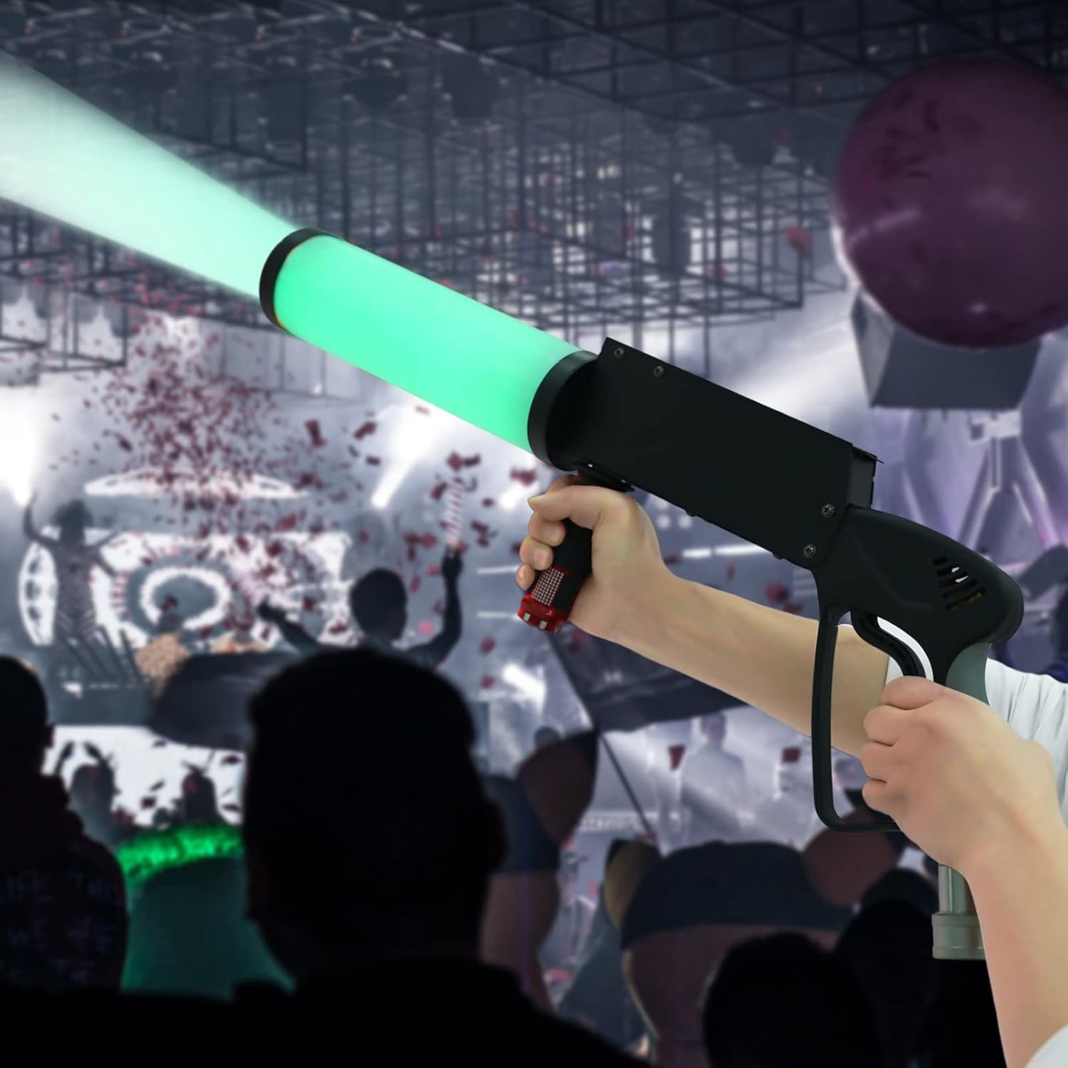 Co2 Jet Fog Machine Handheld, Smoke Machine Handheld, Spray Cannon Machine Manual Control with LED Lights Effect, Fog Machine for Party/Holiday/Club/Stage/Bar