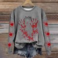 thumbnail image 1 of TIMIFIS Chandail en Molleton Halloween Femmes Horreur Rouge Graphique Chandails en Molleton en Polaire Halloween Col Rond Manches Longues Chandail Tops, 1 of 3