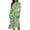 Fluorescent Green, variant on Women's Casual Fashion Floral Print V-Neck Long Sleeve Waist Long Dress Maxi Length with Flowy Hem for Elegance Waist-Defining Tie for Feminine Shape Boho Style ,Green 2XL