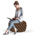 thumbnail image 2 of Brown Pouf Cover with Zipper, Spring Summer Time Orange Flowers Kitchen Living Room Design Art Print, Soft Decorative Fabric Unstuffed Case, 30" W X 17.3" L, Dark Brown Vermilion, by Ambesonne, 2 of 5