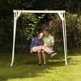 thumbnail image 4 of Gymax Patio Hanging Porch Swing 2-Person Outdoor Metal Swing Bench Chair w/ Chains Brown, 4 of 10