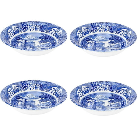 

Spode Blue Italian Cereal Bowl Set of 4 Oatmeal Cereal and Rice Bowl Made of Earthenware 6.5-Inches Dishwasher and Microwave Safe Made in England