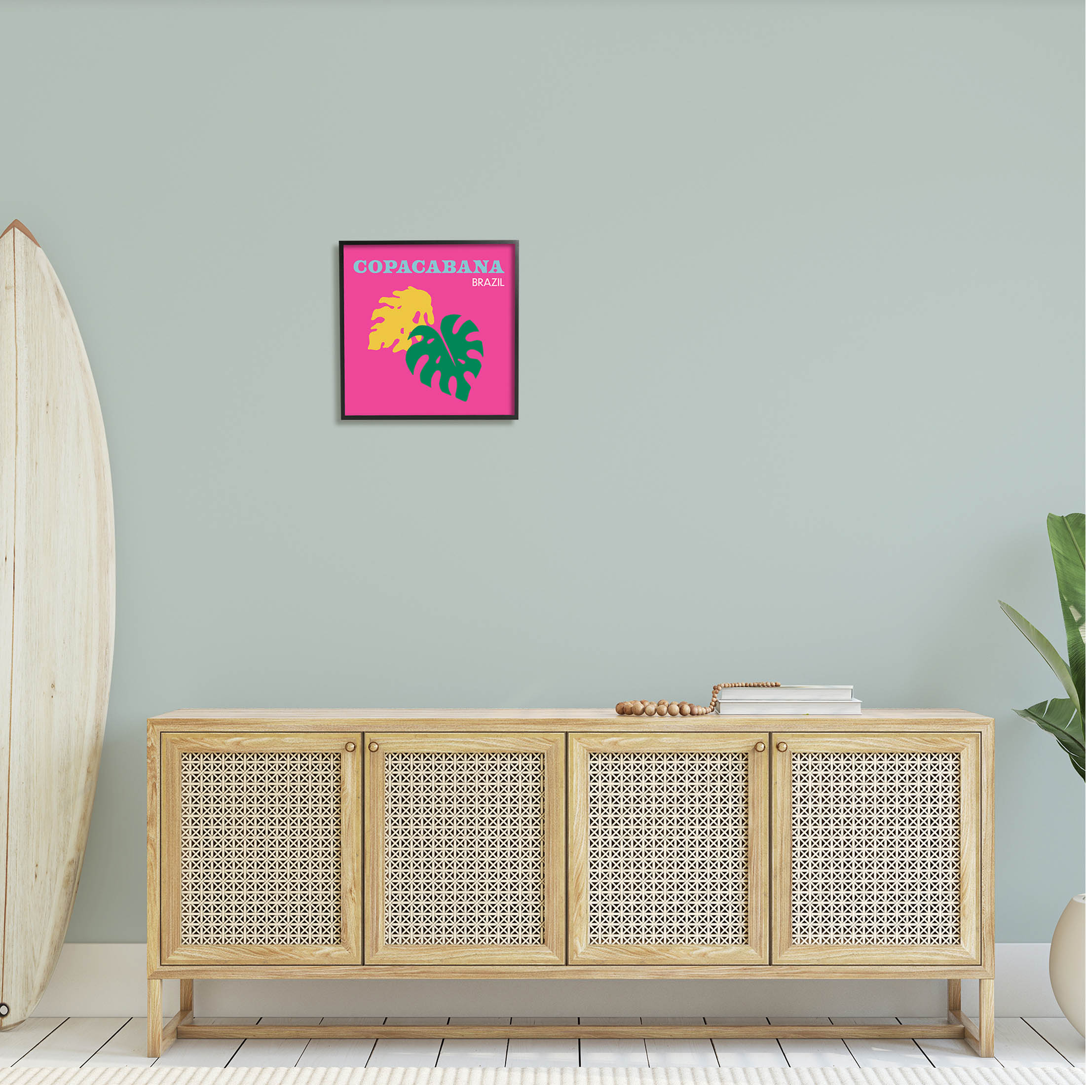Stupell Industries Bold Copacabana Plant Leaves Graphic Art Black Framed Art Print Wall Art, Design by The Saturday Evening Post