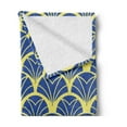 thumbnail image 2 of Art Deco Soft Flannel Fleece Throw Blanket, Repetitive Abstract Modern Age Design Ideas Bicolored Leaves Print, Cozy Plush for Indoor and Outdoor Use, 50" x 70", Yellow Blue, by Ambesonne, 2 of 5
