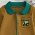 thumbnail image 5 of 6-12 Months Infant Long Sleeve Rompers,Color Block Polo Sleeve Baby Jumpsuit with Pocket,Soft Warm Fall Winter Unisex Onesie for Infant Boys Girls 3 6 9 12 18 Months,Brown, 5 of 9