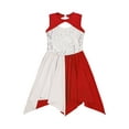 thumbnail image 3 of YiZYiF Kids Girls Praise Lyrical Dance Dress Sleeveless Sequins Asymmetrical Dancewear Choir Performance Dress Red 16, 3 of 5