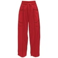 thumbnail image 4 of IWRICH Women's Barrel Sweatpants High Waisted Wide Leg Pants Drawstring Athletic Baggy Sweatpants Red2 XL, 4 of 5