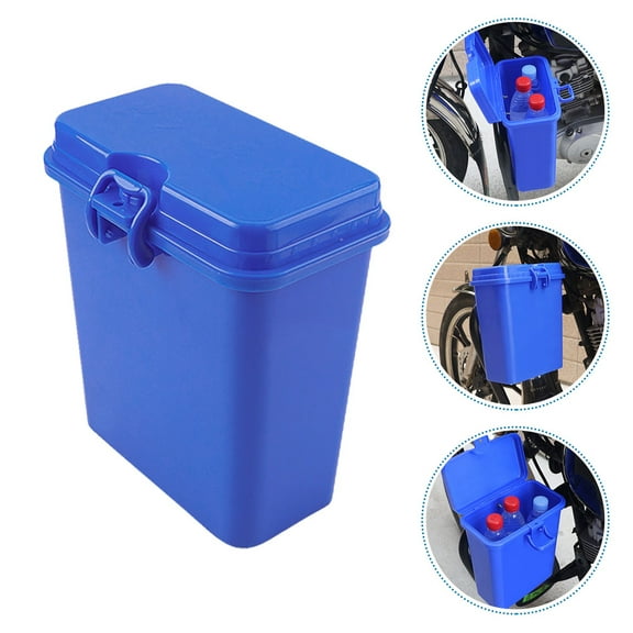 Moluckfu Box Motorcycle Tool Carrier Motorcycle Storage Accessories Storage Tool Bin Plastic Blue