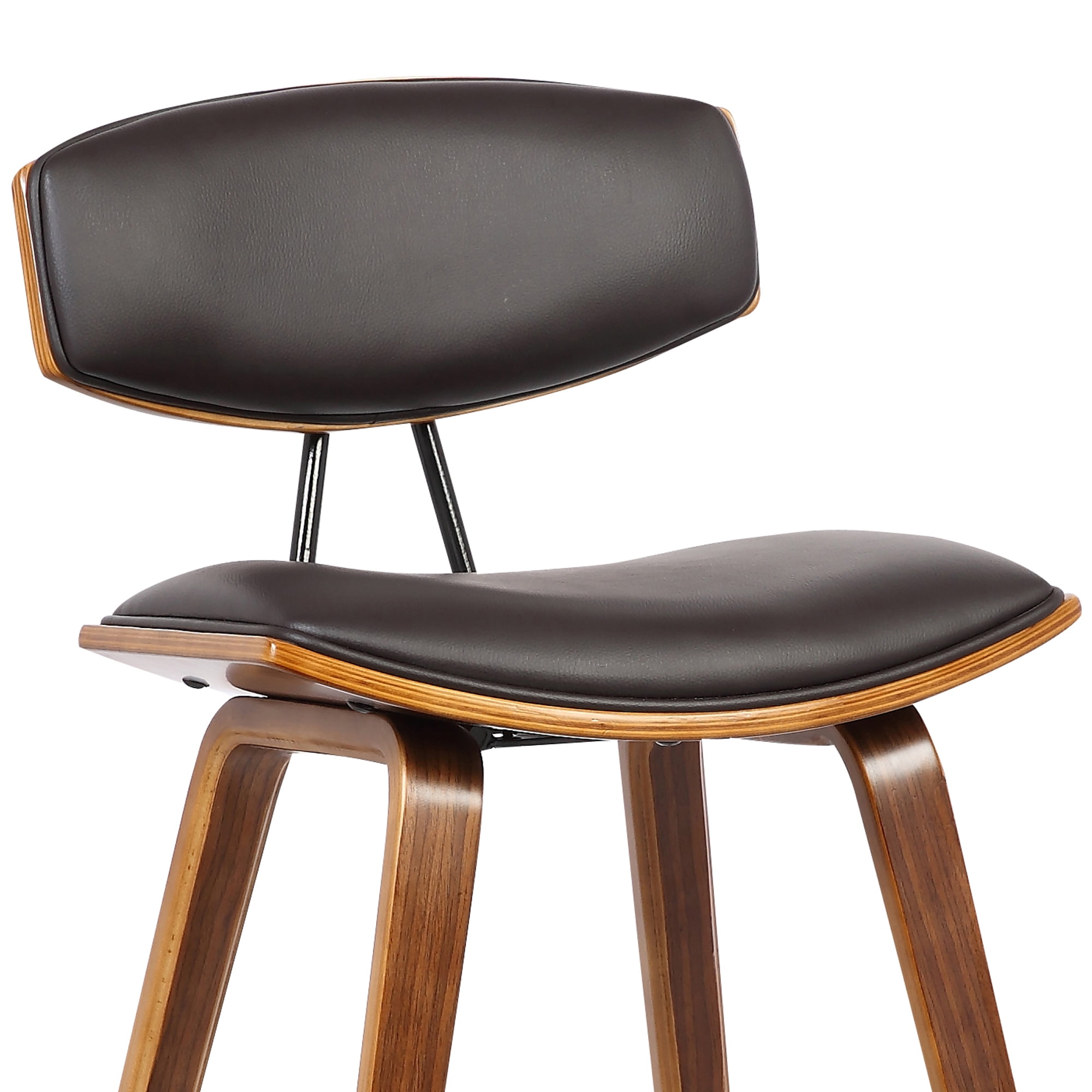 Armen Living Fox 25.5" Modern Faux Leather Counter Stool in Walnut/Brown