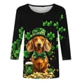 thumbnail image 5 of JTZGDY Plus Size St. Patrick's Day Tops for Women Dressy Casual Green Shamrock Clover Pattern Print 3/4 Sleeve Crewneck Tunic Shirts Loose Oversized Comfy Holiday Outfit Tees Blouse, 5 of 6
