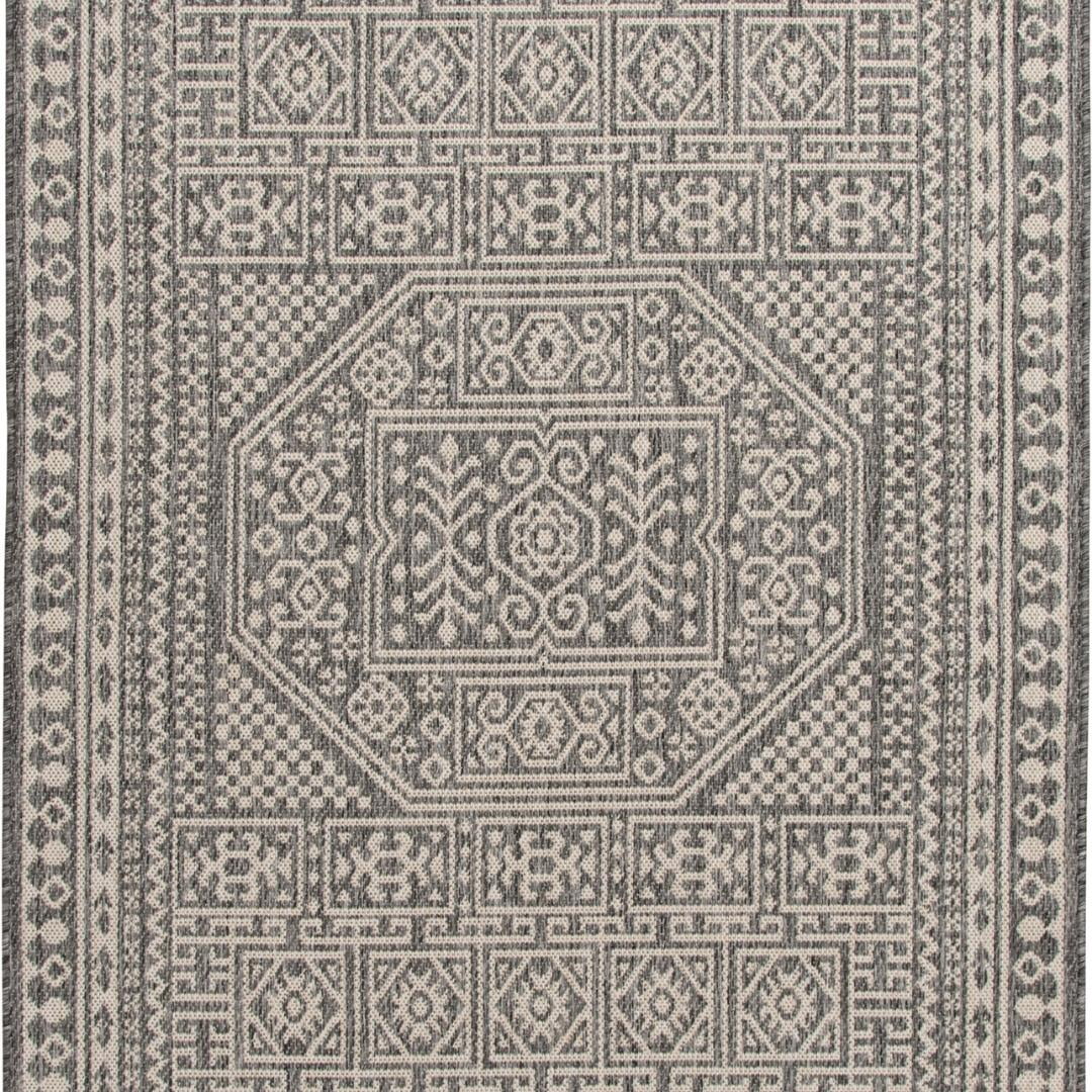 Mainstays 6 ft 6 in Round Gray Medallion Outdoor Area Rug
