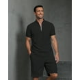thumbnail image 3 of BUYJYA 2 Pieces Men's Tracksuit Casual Quarter Zip Shirt and Shorts Set for Beach Strolls Tennis Golf, 3 of 7