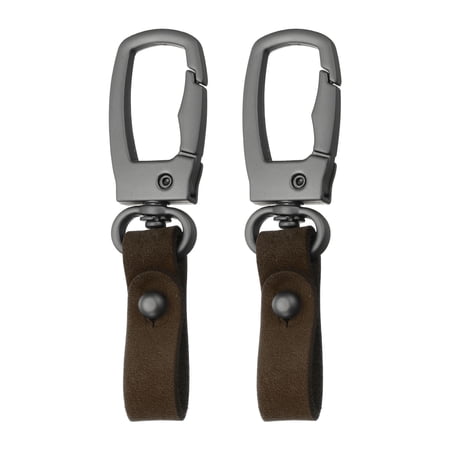 Uxcell 2pcs Car Keychain Clip Leather Key Ring Key Holder Organizer for Men Women Dark Brown