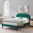 thumbnail image 5 of VECELO Queen Upholstered Platform Bed Frame, Height Adjustable Nailhead Trim Headboard, Easy Assembly/No Box Spring Required, Dark Green, 5 of 9