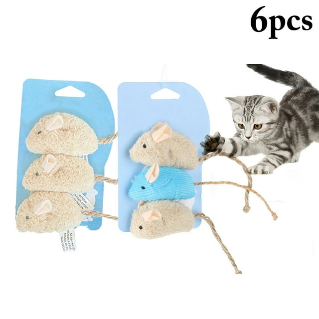 6PCS Cat Mice Toy Bite-resistant Plush Catnip Toy Cat Chew Toy Cat Teething Toy