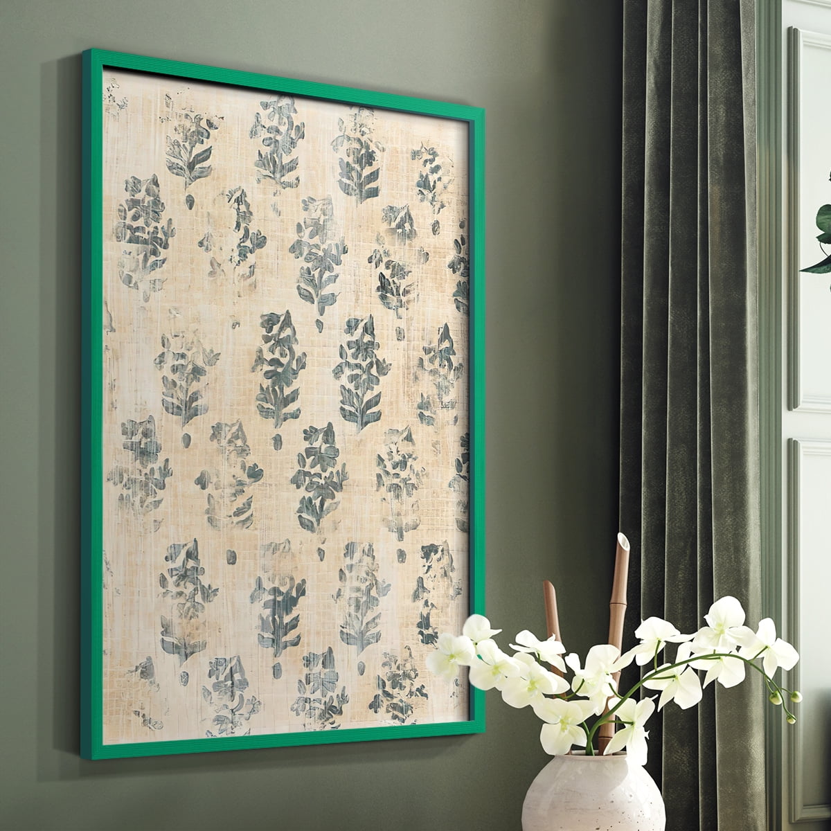 Vintage Blockprint I in Paper Solid Wood 8 x 10 Framed Print